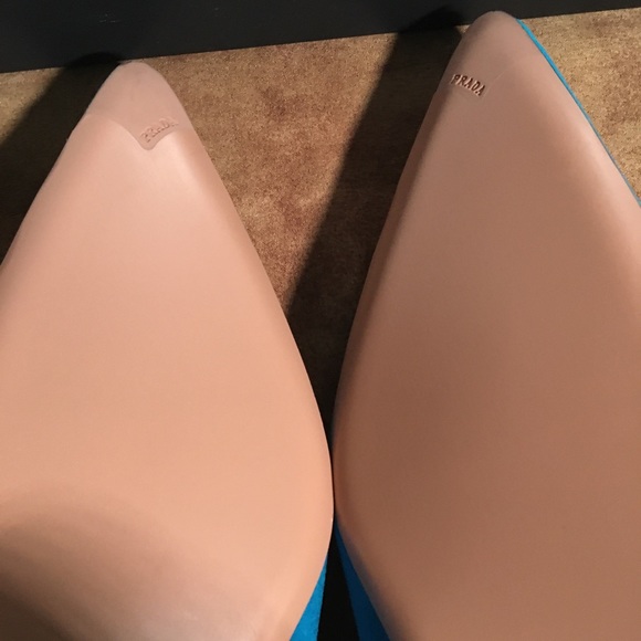 PRADA NIB RARE AUTHENTIC BLUE COLOR BLOCK DESIGN SUEDE FLATS. - Picture 9 of 13